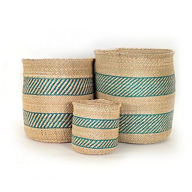 Turquoise Stripe Iringa Basket