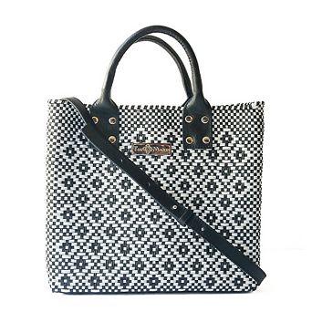Panda Large Woven Crossbody Bag with Leather