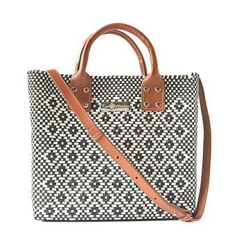 Panda Large Woven Crossbody Bag with Leather