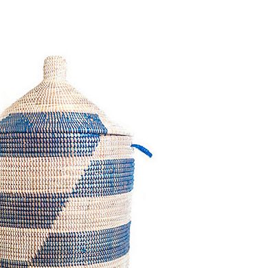 Dou Lid Storage Basket Stripe Blue