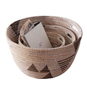Oval Storage Basket Graphic Print - Set of 3