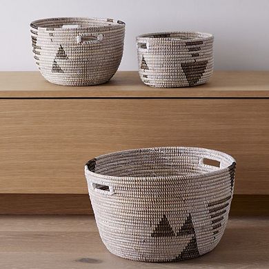 Oval Storage Basket Graphic Print - Set of 3