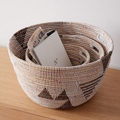 Oval Storage Basket Graphic Print - Set of 3