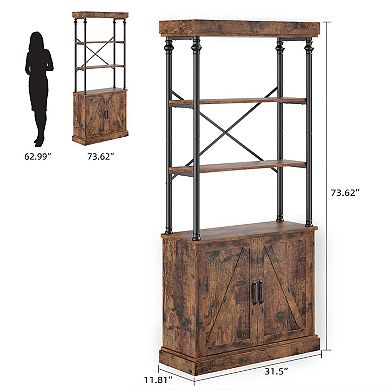 Tall Industrial Bookshelf - Wood & Metal Storage for Bedroom