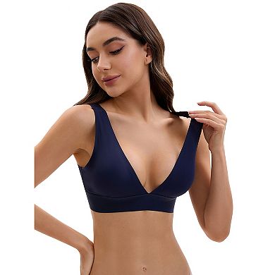 3 Packs Women's Deep V Bralette Wirefree T-Shirt Seamless Comfortable Plunge Bras