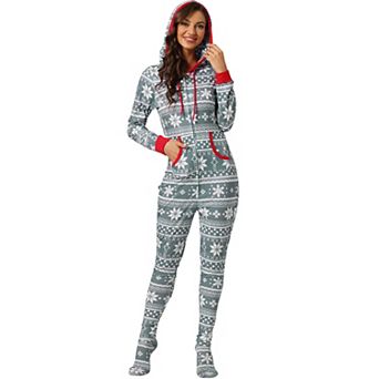 Women's Christmas 1 pc Pajama Zipper Family Xmas Long Sleeve Set with Pockets