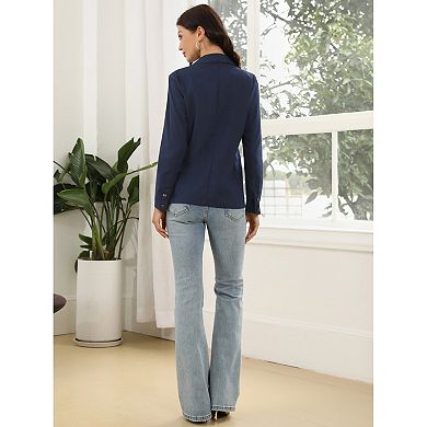 Cotton Linen Blazers for Women's Business Casual One Button Work Jacket Office Suit