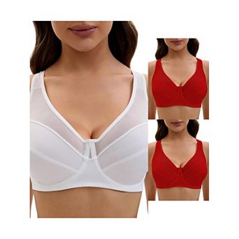 3 Packs Women's Mesh Adjustable Strap Underwire Soft Bras