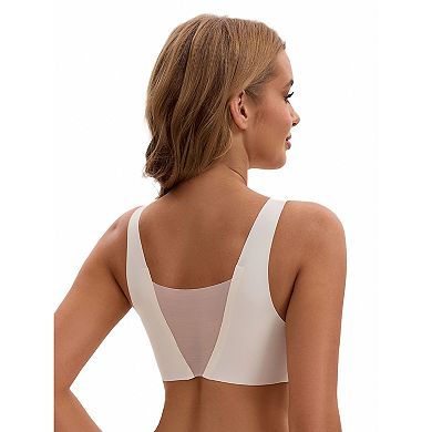 3 Packs Women's Deep V Push Up Wirefree Seamless Mesh Plunge Bras Light and Breathable Minimizers