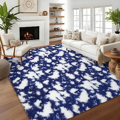Fluffy Fuzzy Shag Shaggy Rug Ultra Soft Plush Carpet Cow Print Rugs for ...