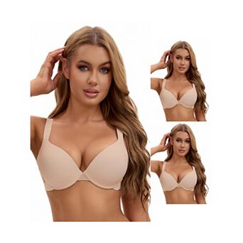 3 Packs Women's Push Up Underwire Adjustable Straps Seamless Soft Bras