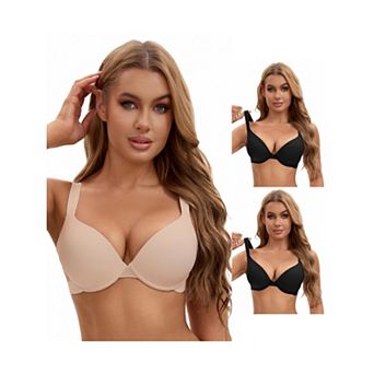 3 Packs Women's Push Up Underwire Adjustable Straps Seamless Soft Bras