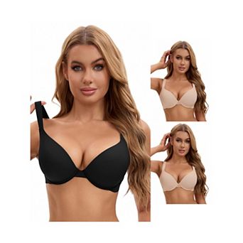 3 Packs Women's Push Up Underwire Adjustable Straps Seamless Soft Bras