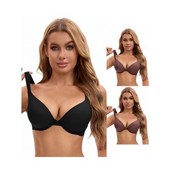 3 Packs Women's Push Up Underwire Adjustable Straps Seamless Soft Bras