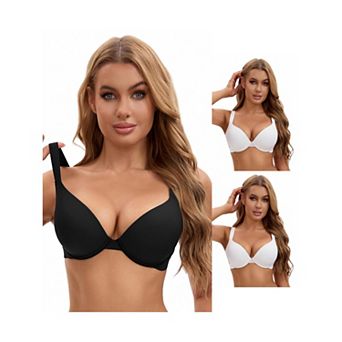 3 Packs Women's Push Up Underwire Adjustable Straps Seamless Soft Bras