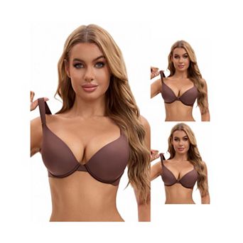 3 Packs Women's Push Up Underwire Adjustable Straps Seamless Soft Bras