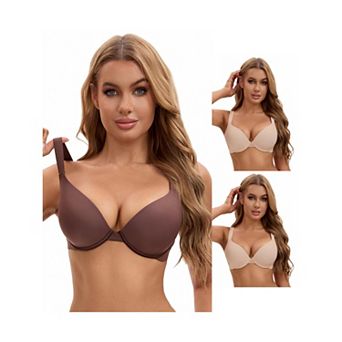 3 Packs Women's Push Up Underwire Adjustable Straps Seamless Soft Bras