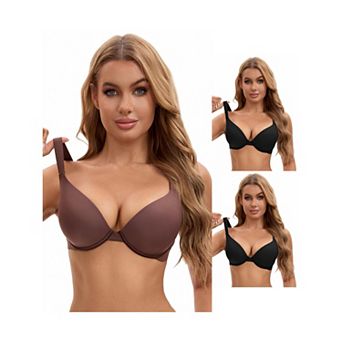 3 Packs Women's Push Up Underwire Adjustable Straps Seamless Soft Bras