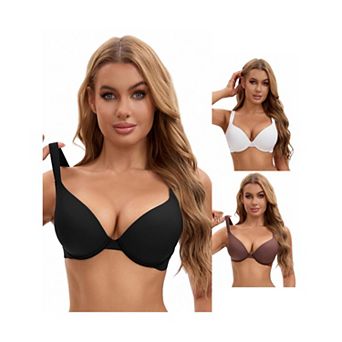 3 Packs Women's Push Up Underwire Adjustable Straps Seamless Soft Bras