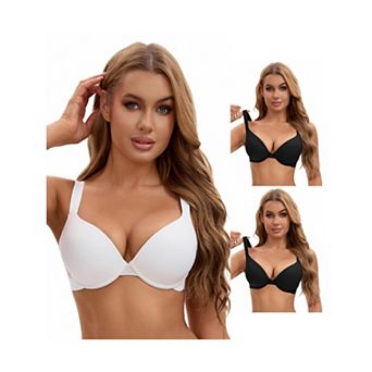 3 Packs Women's Push Up Underwire Adjustable Straps Seamless Soft Bras