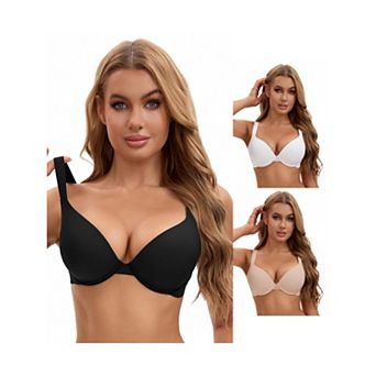 3 Packs Women's Push Up Underwire Adjustable Straps Seamless Soft Bras