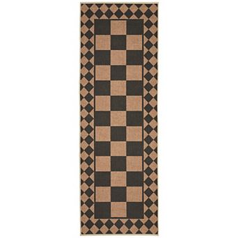 Checkered Easy Jute Rugs Modern Geometric Non-Slip Neutral Plaid Indoor Outdoor Carpet