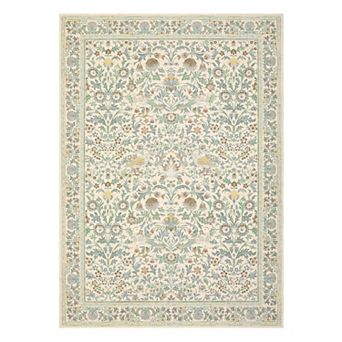 Farmhouse Machine Washable Rug with Rubber Backing Low Pile Stain Resistant Carpet