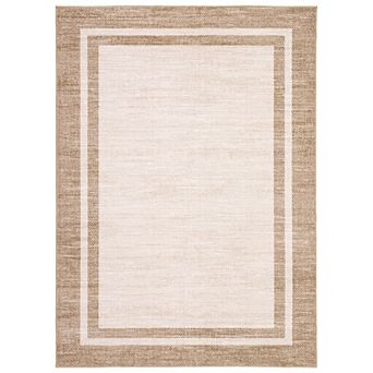 Modern Bordered Machine Washable Rug with Non-Slip Backing, Foldable Low Pile Throw Carpet