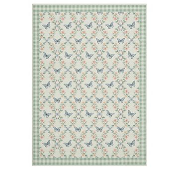 Butterfly Floral Washable Rug Ultra Soft Stain Resistant Non Slip Low Pile Non Shedding Carpet