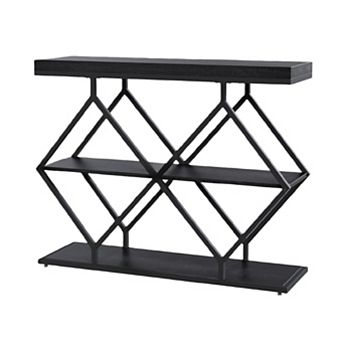 3 tier Entryway Table, Industrial Console Sofa Table with Storage, Accent Table with Open Shelves