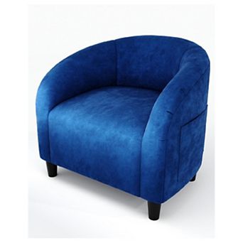 Accent Chair Velvet Club Chair Comfy Armrest Upholstered Barrel Chair with Soft Padded Seat