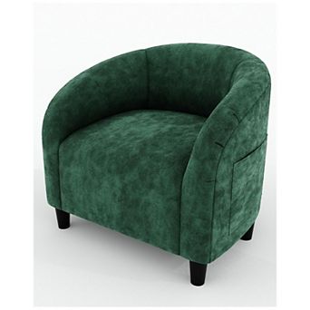 Accent Chair Velvet Club Chair Comfy Armrest Upholstered Barrel Chair with Soft Padded Seat