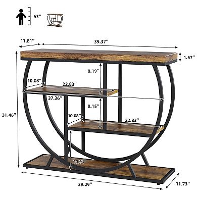 Entryway Table with Storage, Industrial 4-Tier Narrow Console Table Behind Couch