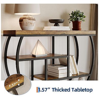 Entryway Table with Storage, Industrial 4-Tier Narrow Console Table Behind Couch