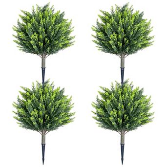 4 pc Artificial Cypress Tree with Ground Spike ,Artificial Topiary Plant,65CMX45CM