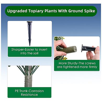4 PCS Artificial Cypress Tree with Ground Spike ,Artificial Topiary Plant,65CMX45CM