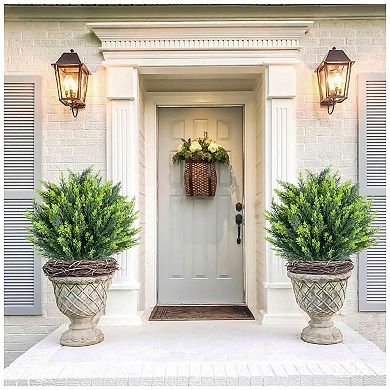 4 PCS Artificial Cypress Tree with Ground Spike ,Artificial Topiary Plant,65CMX45CM