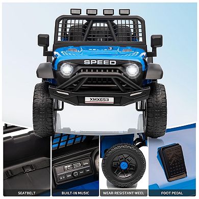 12V Ride on Car for 3+, Kids Electric Vehicles with Remote Control Riding Toy Extra Wide Seat
