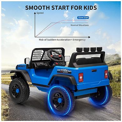 12V Ride on Car for 3+, Kids Electric Vehicles with Remote Control Riding Toy Extra Wide Seat