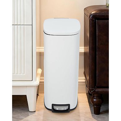 Slim Kitchen Trash Can 13 Gal, Stainless Steel Garbage Can with Removable Inner Bucket