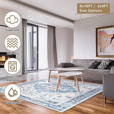 Washable 6x9FT Vintage Boho Rug Soft & Non-Slip