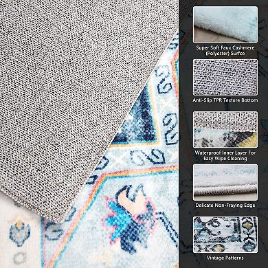 Washable 6x9FT Vintage Boho Rug Soft & Non-Slip