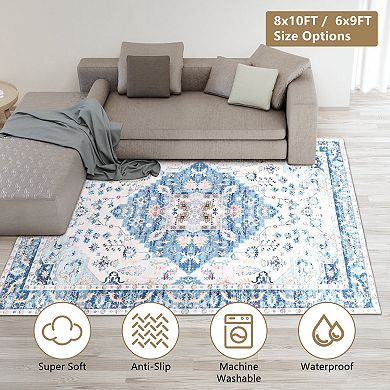 Washable 6x9FT Vintage Boho Rug Soft & Non-Slip