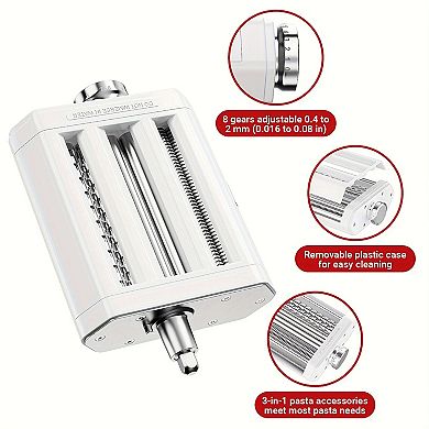Gvode 3-in-1 Pasta Maker Kitchen Attachment for Stand Mixer Roller Spaghetti & Fettuccine Cutters