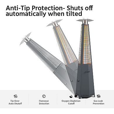 87 Inch Pyramid Patio Heater 48000 BTU with Wheels Cover and Tip Over Protection for Outdoor Use