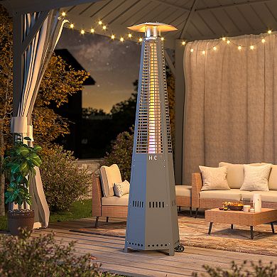 87 Inch Pyramid Patio Heater 48000 BTU with Wheels Cover and Tip Over Protection for Outdoor Use