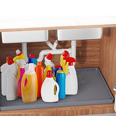Cheer Collection Waterproof Under Sink Mat with Raised Edges and Drain Holes for Cabinet Protection