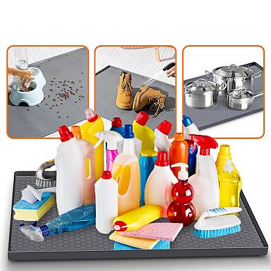 Cheer Collection Waterproof Under Sink Mat with Raised Edges and Drain Holes for Cabinet Protection
