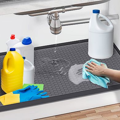 Cheer Collection Waterproof Under Sink Mat with Raised Edges and Drain Holes for Cabinet Protection