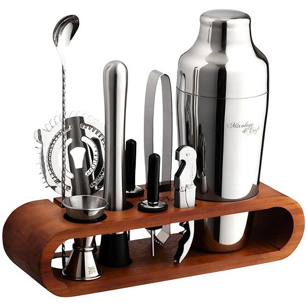 10-Piece Cocktail Shaker Set with Dark Stand - Complete at Home